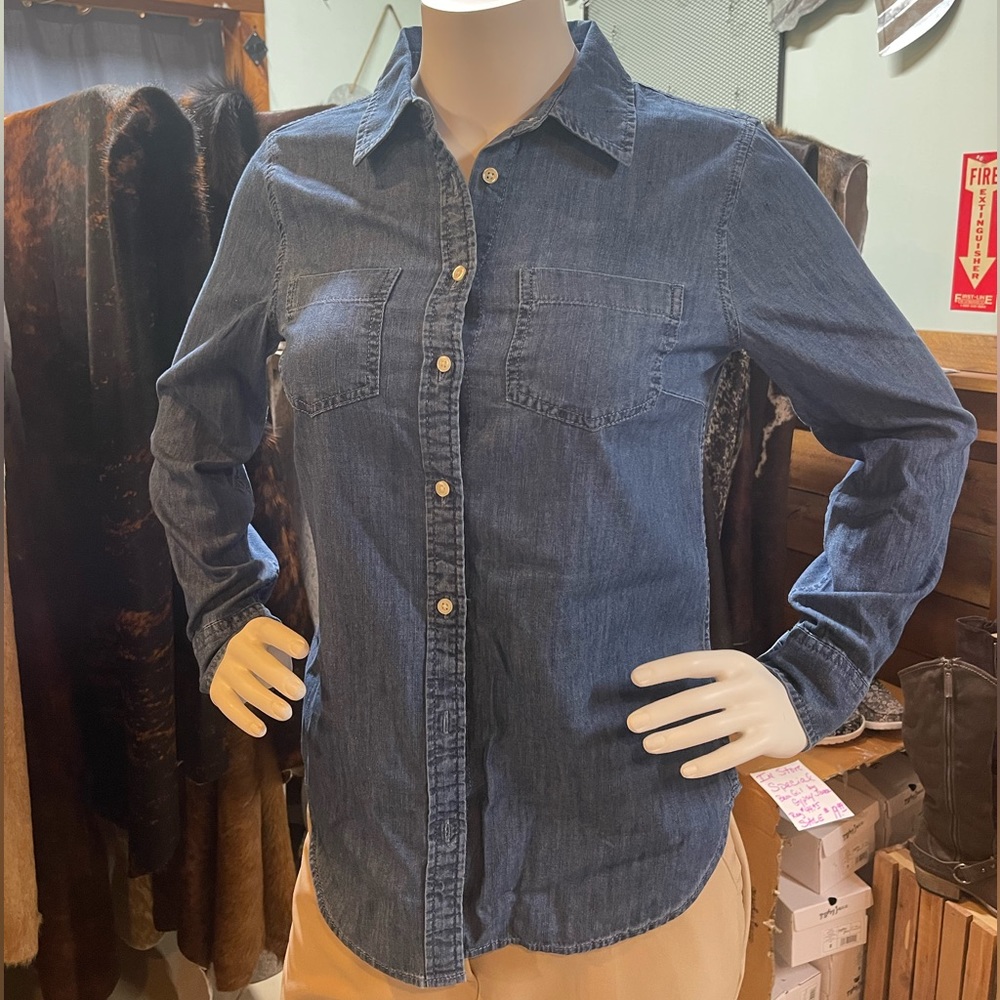 Talbots Denim Button Down Top Small